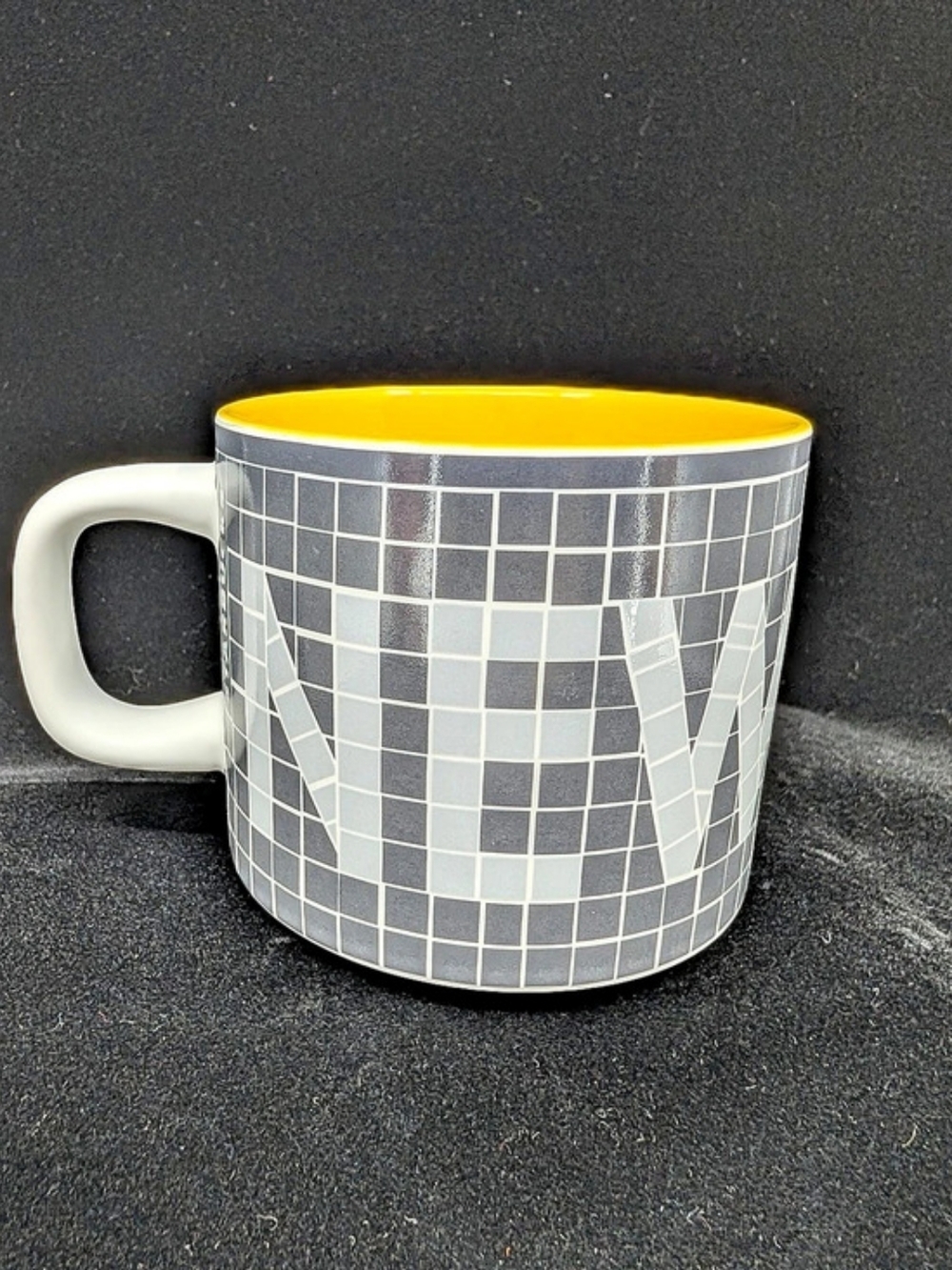 Starbucks New York City Subway Tile Ceramic Mug in Gray, White & Yellow